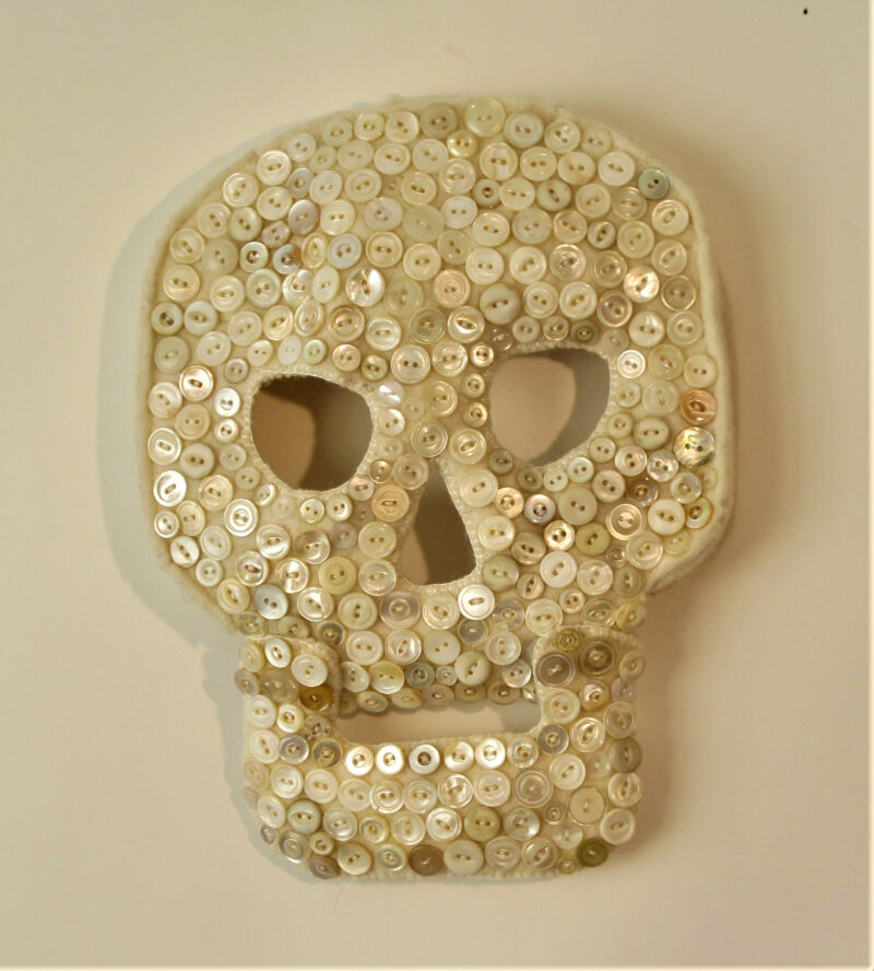 Button Skull Mask wool felt, buttons 11H x 8W 2021