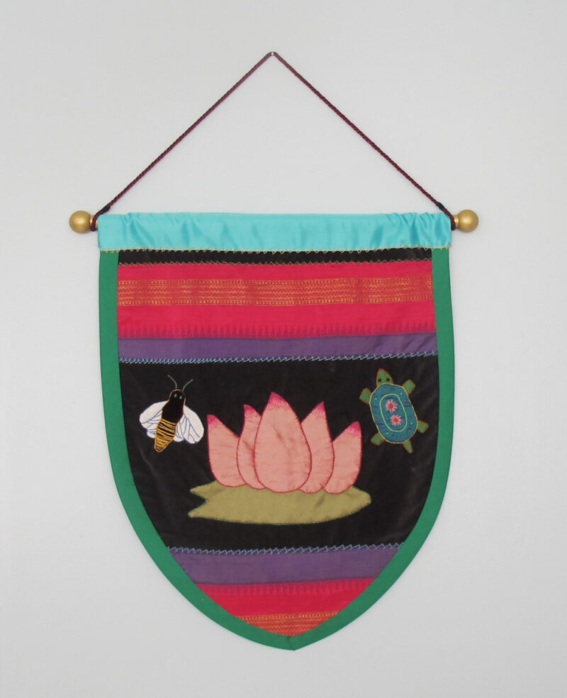Emblem - Lotus applique, embroidery 22 H x 17 W 2016 Collector Paulette Brent