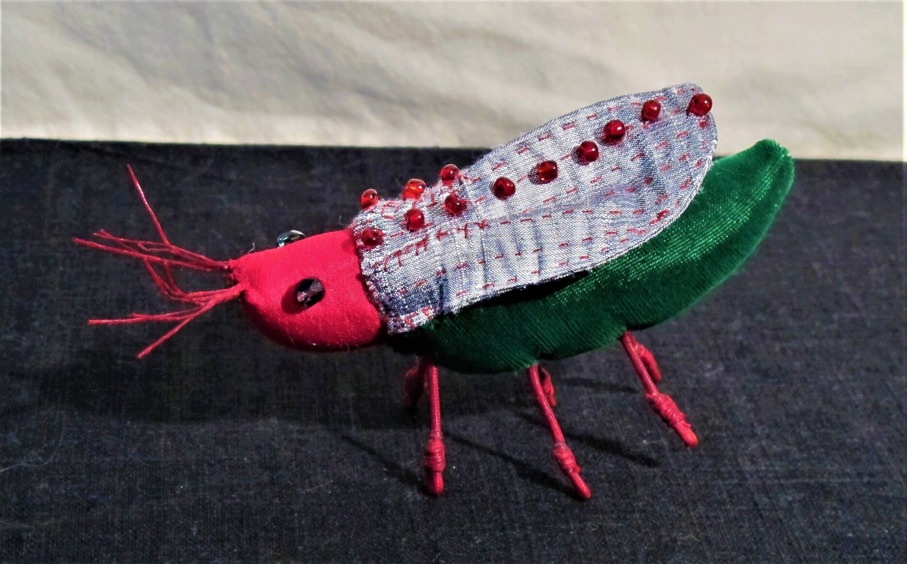 Green Velvet Beaded Silver Wing 2016