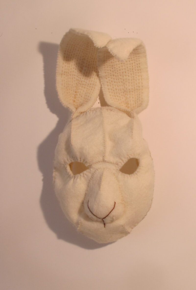 Rabbit Mask wool felt, embroidery 18H x 10W x 5D 2021 Collection of Dalia Reyes