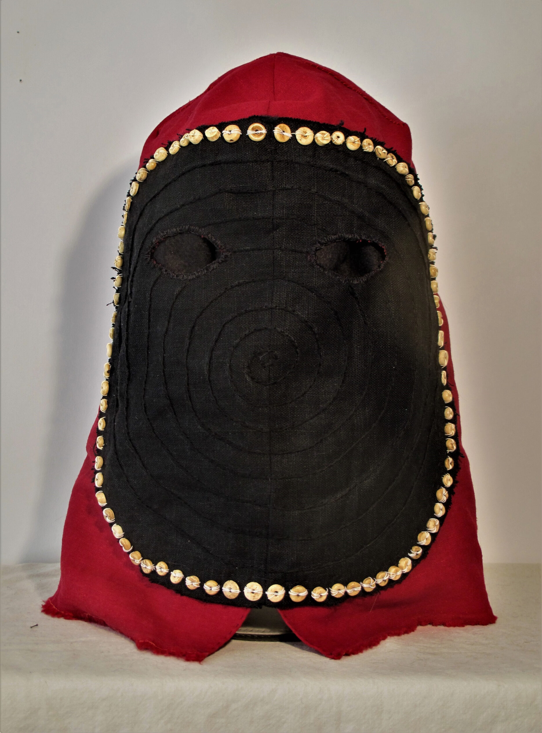 The Void Mask linen, embroidery, beads 13H x 11W x 11D 2021